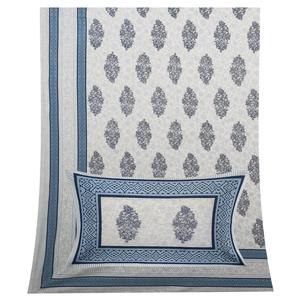 Sábana de Algodón Puro Indio Azul Gris con Estampado, Cubrecama Doble con Funda de Almohada de Diseño - Product Image 2