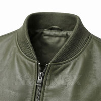 Veste bomber en cuir pleine couleur avec fermeture éclair intégrale, qualité supérieure, pour adultes