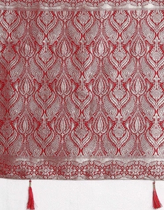 KV Women's Traditional Satin Silk Party Saree <b>Red</b> Woven Designer with Unstitched <b>Blouse</b> Wrinkle Free Reversible - Product Image 4