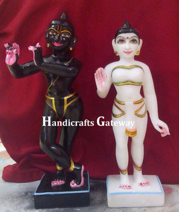 Estatua de Radha Krishna en Mármol Blanco de Makrana, Escultura Religiosa Hecha a Mano con Diseño Moderno, Duradera para Hogar u Oficina - Product Image 3