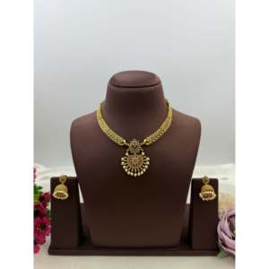 Manya South Indian Gold-Plated <b>Bridal</b> <b>Necklace</b> <b>and</b> <b>Earring</b> <b>Set</b> - Product Image 1