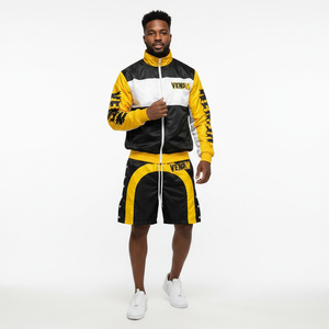 ชุดเซ็ตเสื้อแจ็คเก็ตและกางเกงขาสั้นผู้ชายสำหรับฤดูร้อน ผ้าโพลีเอสเตอร์ 100% ปักลายตามสั่ง ซิปแบบรูดขึ้น ชุดลำลองสำหรับเล่นกีฬา จากผู้ผลิต - Product Image 6