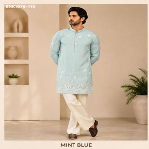 Colección Premium de Kurta de Manga Larga de Seda Suave con Detalles de Daman y Lentejuelas - Colección de Pantalones Anchos de Algodón - Exportador Indio - Product Image 1
