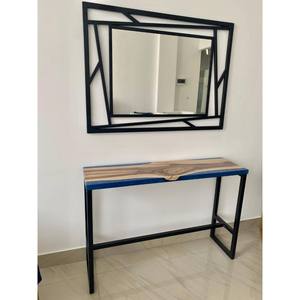 Table console en résine époxy Blue River, bois à bords naturels, meuble d'entrée fait main, pièce d'appoint moderne pour couloir - Product Image 4