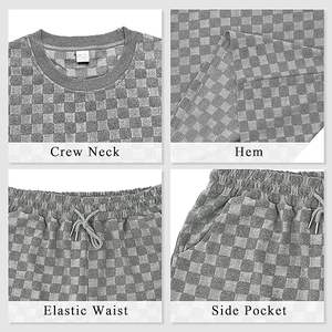 Conjunto de 2 Piezas para Hombre, Estilo Casual de Verano, Camisa de Manga Corta y Pantalones Cortos de Terciopelo con Textura Geométrica - Product Image 6