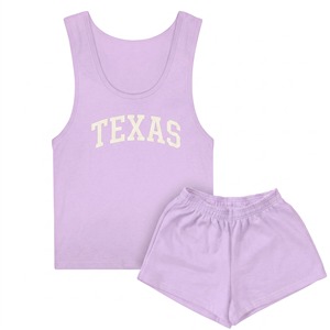 <b>Women</b> Casual Fleece Cotton Tank Top and <b>Shorts</b> Set Sleeveless Athletic Fitness Sportswear Outfit - Product Image 1