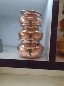 Luxury Polished Copper Eco-Friendly Serving Bowls Set 3 Kitchenware Stackable <b>Pots</b> Decorative Tableware Home Hotel Restaurant - Product Image 2