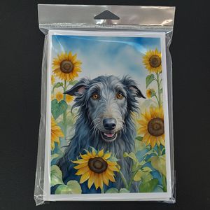 Deerhound escocés en girasoles caprichosos A7 tarjetas de felicitación Paquete de 8 tarjetas de nota en blanco con sobres tamaño 5x7 - Product Image 3