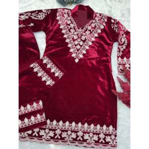 Conjunto de traje de fiesta de mujer de diseñador con hilo de bordar conjunto de cordón elegante de trabajo - Product Image 3