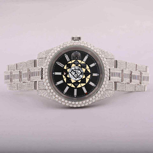 Reloj de Lujo Personalizado con Diamantes Moissanite y Cristal de Cuarzo, Esfera Cuadrada de 46 mm, Cristal de Zafiro, Cronógrafo de Negocios para Hombre, Acero Inoxidable - Product Image 3