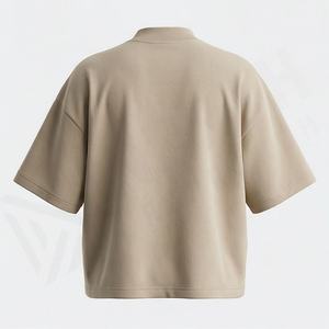 Tissu satiné en polyester de haute qualité, surdimensionné, lourd, 260g, col rond, manches courtes, couleur personnalisée, streetwear haut de gamme pour femmes - Product Image 2