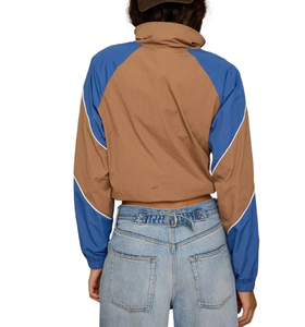 Custom <b>Womens</b> Paneled <b>Windbreaker</b> Jacket Stand Collar Cropped Fashion Private Label Wholesale Casual Jacket - Product Image 2