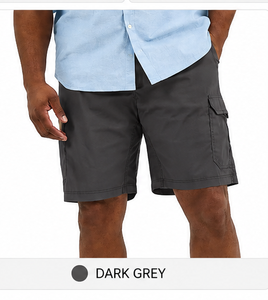 Shorts cargo homme en coton tissé, couleur moutarde unie, taille mi-haute, fermeture boutonnée, style décontracté, avec poches - Product Image 2