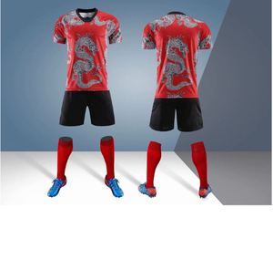 Red Dragon Print Soccer Jersey Set Men's Short Sleeve Moisture Wicking Polyester Uniform All Seasons Adult Size - Product Image 1