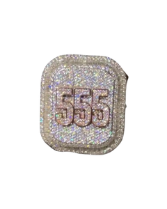 Unisex <b>Crystal</b> Rhinestone Pave Setting Number 555 Hiphop Style <b>Ring</b> Everyday Wear Jewelry - Product Image 1