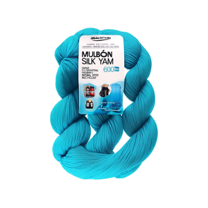 Fil de Soie de Mûrier 600m 100g 3 Brins Turquoise Finesse 3 pour Tricot et Tissage Teint Naturel Recyclé - Product Image 2