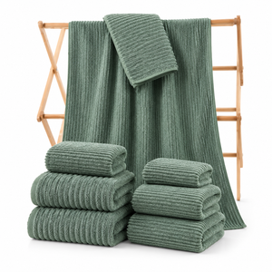 Serviette de bain en coton, microfibre tissée, texture côtelée, 300 à 499 GSM, couleurs personnalisées, étiquette privée, vente en gros - Product Image 1