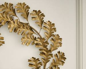 พวงหรีดใบไม้โอ๊คโลหะวินเทจสำหรับแขวนผนัง ธีมฤดูใบไม้ร่วง ประดับตกแต่งสำหรับคริสต์มาสและงานปาร์ตี้วันหยุดสไตล์ยุโรป - Product Image 4