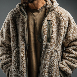 Manufacturer Custom Color Sherpa Winter Fleece <b>Jacket</b> Men's Outdoor Zipper <b>Patchwork</b> Sherpa Full-Zip Fleece <b>Jacket</b> Men - Product Image 4