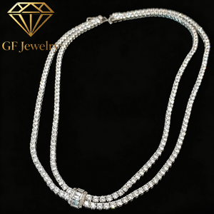 Collier tennis double rang en or blanc 18 carats avec diamants de laboratoire, style Old Money, empilable, bijou de soirée élégant pour la clavicule - Product Image 1