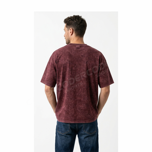 T-shirt Homme Oversize en Coton Épais, Effet Délavé Acide, Personnalisable avec Motif, Style Vintage – Prix de Gros - Product Image 2