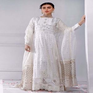 Vestido de boda blanco de gasa bordado, traje de diseño de paquistaní Salwar Kameez, indio, último estilo, gran oferta, 2021 - Product Image 2