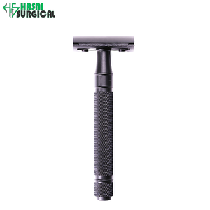 Rasoir de sécurité classique traditionnel à double tranchant HASNI SURGICAL pour homme, en acier inoxydable, couleur noire, modèle ASH-66 - Product Image 2