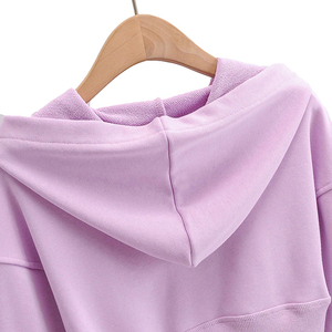 เสื้อฮู้ดครอปท็อปผู้หญิงขายดี สีเทา ทรงโอเวอร์ไซส์ สไตล์สตรีท สำหรับฤดูหนาว ความยาวสั้น มีกระเป๋า สไตล์ฤดูใบไม้ร่วง - Product Image 5