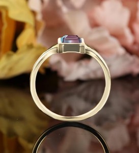 <b>Emerald</b> Cut Alexandrite Luxury Wedding Engagement <b>Ring</b> in 925 <b>Silver</b> with Color Change Gemstone for Women - Product Image 3