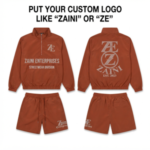 ชุดเซ็ตเสื้อแจ็คเก็ตกันลมผ้าโพลีเอสเตอร์ความหนาแน่นสูง 120 GSM สำหรับผู้ชาย สีน้ำตาล น้ำหนักเบา พร้อมโลโก้แบบกำหนดเองด้วยเทคนิคการติดเพชรด้วยความร้อน (OEM) - Product Image 1