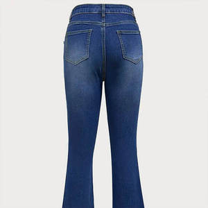 Pantalones vaqueros acampanados de alta calidad para mujer, corte ajustado, largos, lavados. - Product Image 5