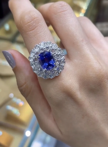 Vintage Alloy Silver Plated Lab Created IGI Certified Kate Middleton Blue Stone Engagement <b>Cushion</b> Cut Diamond Ring <b>for</b> Fashion - Product Image 3