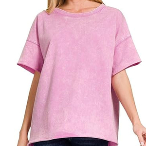 T-shirt femme délavé à l'acide, séchage rapide, anti-boulochage, nouveau design, prix raisonnable, le plus populaire, léger et doux - Product Image 3