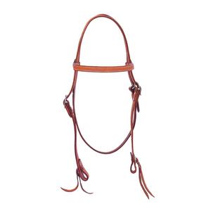 Leather Brow <b>Band</b> Training Headstall with Nickel Plated Steel Buckles and <b>Snaps</b> at Bit Ends - Product Image 1