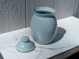 Elegant Speckled <b>Kitchen</b> <b>Storage</b> Jar With Dome Lid Secure Closure Space Saving Design Durable Finish Countertop Essential - Product Image 3