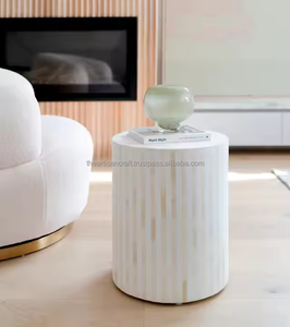 Mesa de tambor central con incrustaciones de hueso hechas a mano modernas de calidad de exportación para sala de estar muebles personalizables de ARTISAN CRAFT - Product Image 5