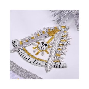 Delantal Étnico de Terciopelo Past Master Blue Lodge con Bordes Plateados y Flecos MAP-0126 - Product Image 6