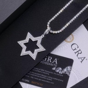 Colgante de moissanita con forma de estrella, estilo hip hop, de plata 925, con incrustaciones de moissanita VVS, personalizado, estilo rapero, brillante, para regalo de cumpleaños - Product Image 2
