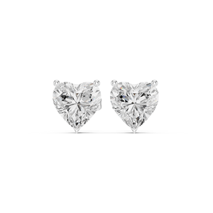 Pendientes de Diamantes Cultivados en Laboratorio con Corte Corazón y Tres Puntas, Elaborados en Oro Blanco Sólido de 14k, Precio al por Mayor - Product Image 1