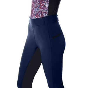 Pantaloni da Equitazione a Vita Bassa con Seduta Completa, Leggings da <span class=keywords><strong>Donna</strong></span> per Equitazione con Patch al Ginocchio, Traspiranti in Spandex e Poliestere di Alta Qualità Personalizzabili - Product Image 4