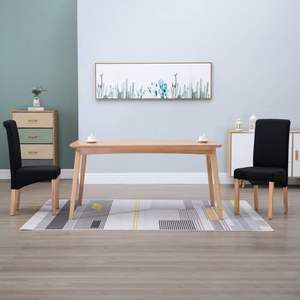 Ensemble de 2 chaises de salle à manger en tissu noir avec design ergonomique standard en bois - Product Image 1
