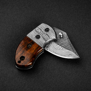 Cuchillo de bolsillo plegable de acero de Damasco Lightoller hecho a mano por Edge Master Manufacture, mango de madera, utilidad industrial, recto, ODM - Product Image 2