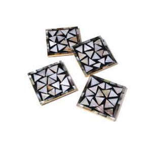 Ensemble de sous-verres faits à la main en nacre noire et blanche avec incrustation de coquille MOP, sous-verres ronds avec support, écologiques, sets de table personnalisés - Product Image 5