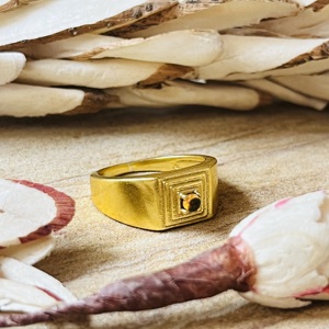 New Arrival Geometric <b>Tiger</b> <b>Eye</b> <b>Ring</b> Minimalist Brass <b>Rings</b> For Men 18k Gold Plated Square Signet Jewelry For Wholesale/OEM/ODM - Product Image 1