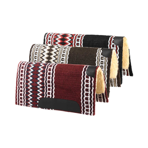 Equestrian Wholesale 100% Merino Wool <b>Felt</b> Western Saddle <b>Pad</b> with Colorful Woven Design - Product Image 1