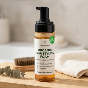 Espuma para Peinar el Cabello Orgánica OEM, Totalmente Natural, Vegana, para Cabello Rizado y Barba, Texturizante Fuerte, Protección Contra el Calor, Sin Alcohol - Product Image 2