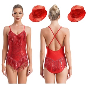 Costume de danse latine pour femmes justaucorps avec chapeau pour cha-cha <span class=keywords><strong>tango</strong></span> thème soirée <span class=keywords><strong>club</strong></span> scène performance compétition - Product Image 5