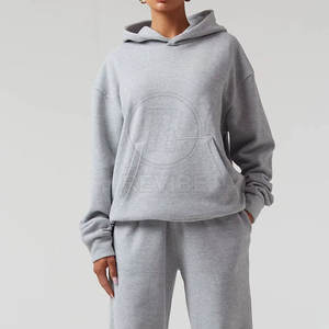 Servicio OEM, Venta al por Mayor, Chándal Informal Holgado con Capucha para Mujer, Diseño Sólido, 100% Algodón, Logotipo Personalizado - Product Image 4