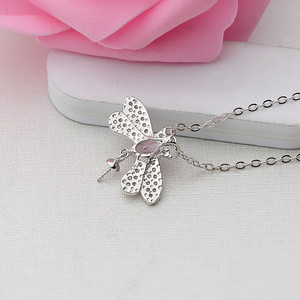Collar con Colgante de Plata S925 para Mujer, con Doble Zirconia, Diseño de Insecto Libélula, Nuevo, Cadena para Clavícula 348, Perla, Colgantes de Moda DIY - Product Image 2