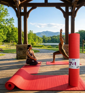 Best Design Red Color Position Line Eco Friendly Yoga <b>Mat</b> Foldable Travel <b>Silicon</b> 4mm Fitness <b>Mat</b> At Wholesale Price - Product Image 1